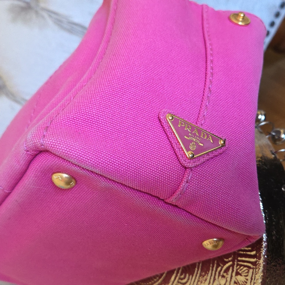 PRADA Signature Canapa Pink Tote Bag - Picture 9 of 17